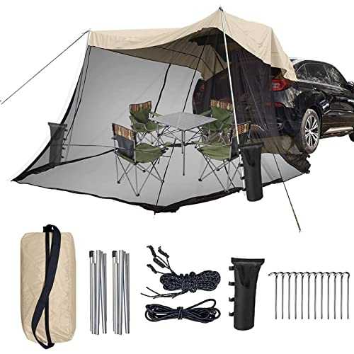 WXPXYBF Tailgate Shade Car Awning Tent,Lightweight Portable Waterproof Car Rear Hatch Tents for Various SUV Travel Camping, 4 Persons with Screen Room