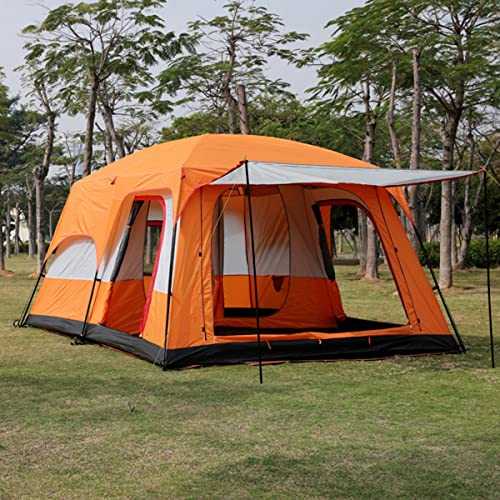 TXTC Waterproof Camping Tent,Family Tent 3 Room 8-12 Person Large Tent 2 Bedroom Family Tent & Sun Shelter,Festival Essential Outdoor Garden (Color : Orange)