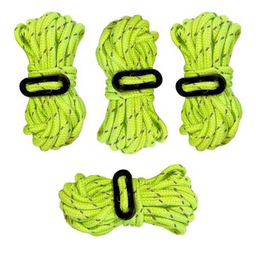 OLPRO Pack of 4 Guy Lines, Tent guy lines, Camping guy lines, Bright guy lines, Outdoor guy lines, Hi-Vis guy lines, Length 4 metres, 4m long, Diameter 4mm