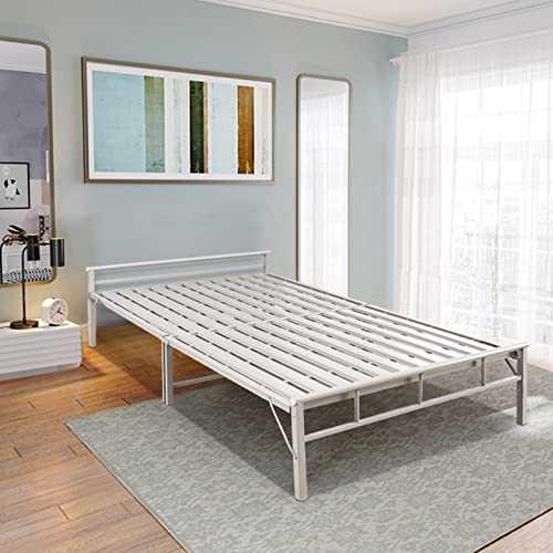 GXXINGIN Portable Folding Bed，Adult folding bed,Mattress Foundation, Bed Base with Iron Slat Support, Folding Bed Cot, Underbed Storage Space, Noise Free, for Spare Bedroom & Office (Size : 35 * 77in