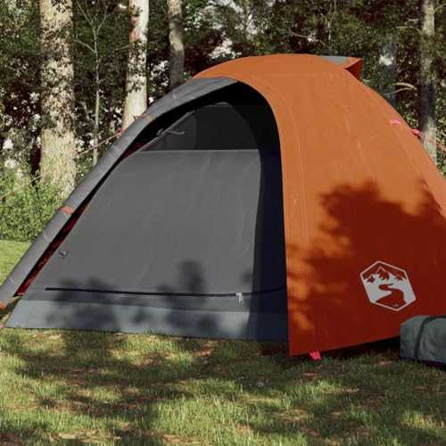 Gecheer Outdoor Camping Tent 4 Persons Grey&Orange 267x272x145 cm 185T Taffeta Dome Tents for Camping Outdoors, Travelling and for Vacation at a Campsite Tents