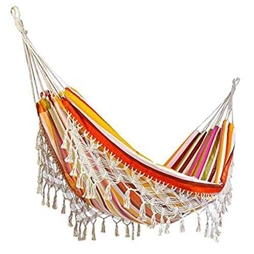 Hammocks 2 Person Maximum Hammock Large Macrame Fringe Double Hammock Swing Net Chair OutIndoor Hanging Hammock Swings(Red)