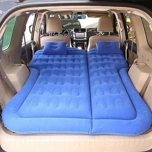 SUV Air Mattress Inflatable Bed for Audi Q3 Q5 Q2 eTron Q8 Q7 Camping SUV Trunk Flocking Inflatable Bed(Color:Blue)