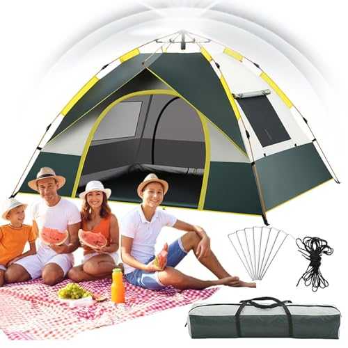 Pop-Up Camping Tent, Easy Setup, Portable Protection, UV-Proof Dome Tent for 2-3 People, Lightweight Travel Cabin, Waterproof 2-Door Tent with Ventilation Window for Families, Outdoors, Garden