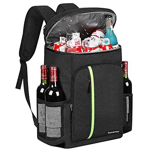 besrey 30L Cooler Backpack Insulated Soft Large Lunch Backpack with Cooler Compartment Cooling Bag for Camping, BBQ, Family Outdoor Activities 39 Cans