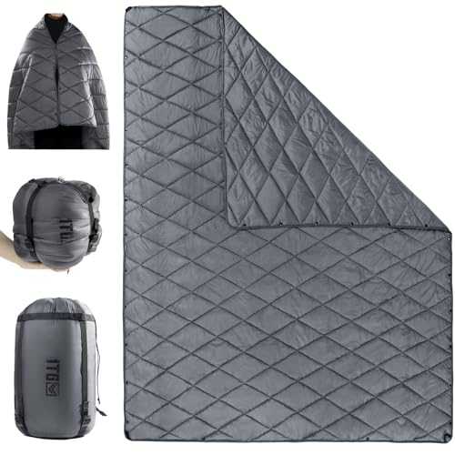 1TG Tactical 4-in-1 Wearable Camping Blanket, Lightweight Waterproof Thermal Camping Quilt with Snap Buttons,Packable for Hiking, Backpacking, Summer Nights & Winter with Carry Bag- Machine Washable