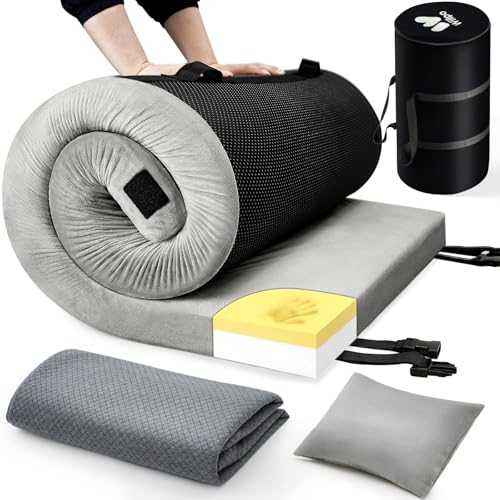 Willpo Memory Foam Camping Mattress Portable Sleeping Pad Floor Guest Bed Lightweight Outdoor Tent Mattress Removable Waterproof Cover Travel Bag