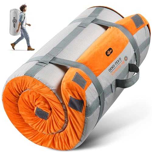 GAIALOOP Memory Foam Futon Mattress Car Camping Bed Glamping Roll Up Mattress, Japanese Floor Sleeping Mat Camp Cot Mattress Pad Travel Guest Adults Side Sleepers