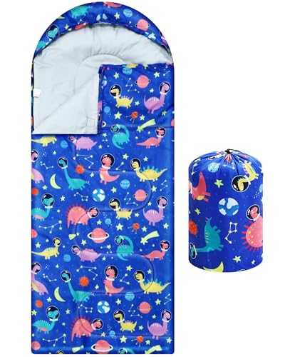 Camping Sleeping Bag for Kids 3 Season Warm & Cool Cold Weather Waterproof Sleeping Bag for Boy Girl with Carry Bag Sleeping Bag Adult Travelling Outdoor Camping Gear Equipment