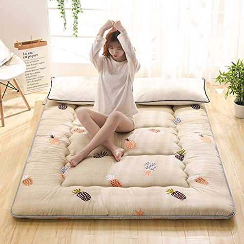 HMLOPX Pineapple Print Japanese Floor Mattress Futon Mattress Foldable Bed Roll Up Camping Mattress Floor Lounger Bed Couches,Comes with 2 Pure White Fiber Pillows,Twin Size