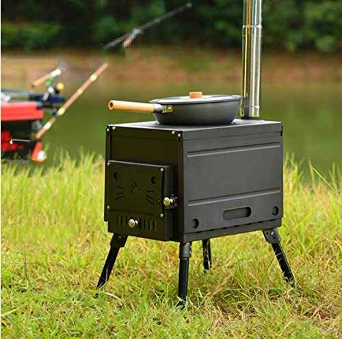 HaTur Portable Hot Tent Stove Camping Tent Stove Wood Burning Stove for Camping Outdoor Cooking Heating with Manual Blower 58 x 46 x 108 cm