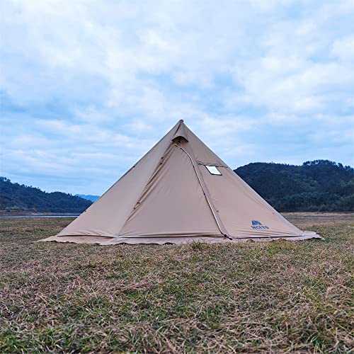 Vilemoon Tipi Hot Tent with Fire Retardant Stove Jack for Flue Pipes, 5~8 Person, Teepee Tents for Family Team Outdoor Backpacking Camping Hiking