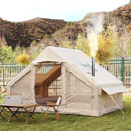 Inflatable Tent, Pop-Up Tent for 4-6 Persons with Stove Jack Hole ＆ Pump, 4 Season 3000mm Waterproof Family Tents, Air Tents for Camping 6 Person Quick to Set up