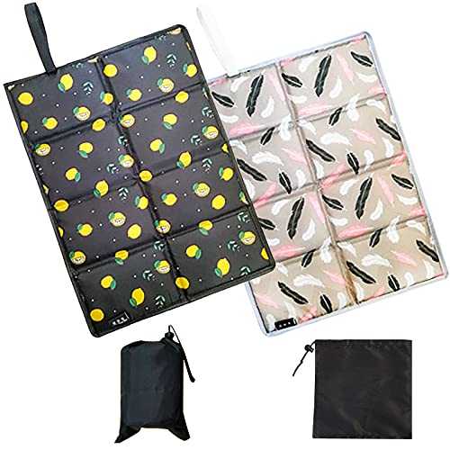 SZHTSWU 2 Pcs Folding Seat Mat with Black Storage Bag Portable Oxford Cloth Waterproof Seat Cushion Mat Foldable Foam Sit Pad for Outdoor Camping Hiking Garden Picnic Park