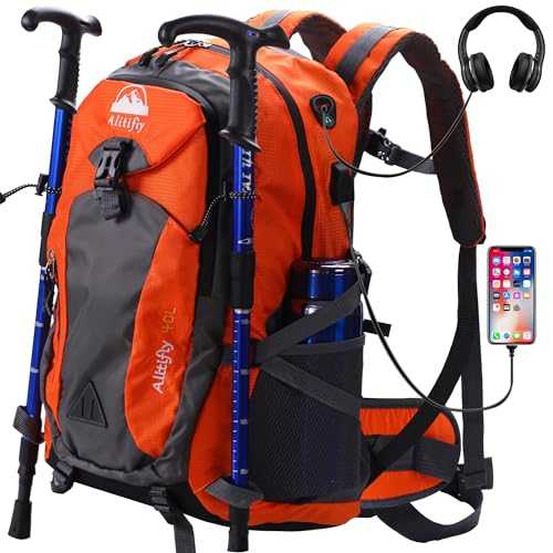 Alitifiy 40L Hiking Backpack, Hiking Rucksack Durable Waterproof Travel Bag Outdoor Sports Camping Cycling Skiing Daypack Climbing Trekking Mountaineering Gifts for Men Women