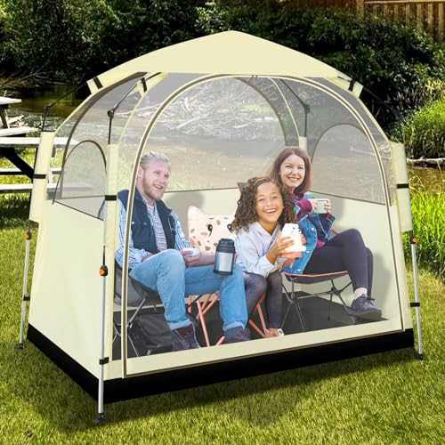 Eapele All Weather Shelter - Sports Tent with Detachable Top Cover and Sealed Floor for 1-3 People - Windproof and Rainproof Bubble Tent - 540° View and Mesh Windows