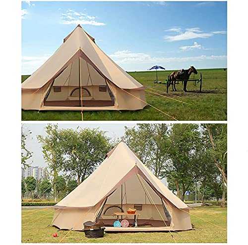 Tent Canvas Tent with Stove Hole Cotton Canvas Tents Tent for Camping 4-Season Waterproof Tent for Family Camping Outdoor Glamping, Luxury Teepee