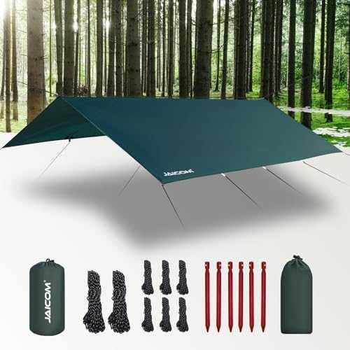 Camping Tarp Tent Tarp Waterproof, 3 x 4m Rain Fly Tarp, Waterproof PU3000mm-Anti-UV Camping Shelter Accessories, for Oamping, Travel, Hammocks, Hiking, Beach