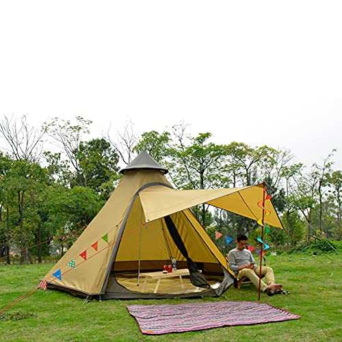 Outdoor Camping Tent for Family Double Layer Yurt Tipi Tent with Tipi Design Ideal for Outdoor Hiking Fits 3 4 People.