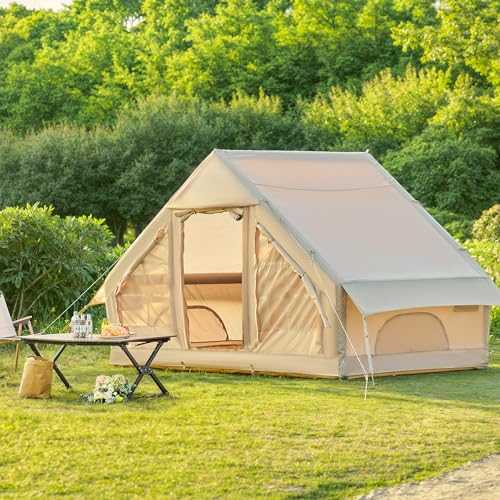 DARTMOOR Inflatable Camping Tent, 4-6 Person Air Glamping Tent with Pump, Waterproof Blow up Tent with Dual Doors, Easy Setup Outdoor Tent with Windows, 4 Season Inflatable Tent for Camping