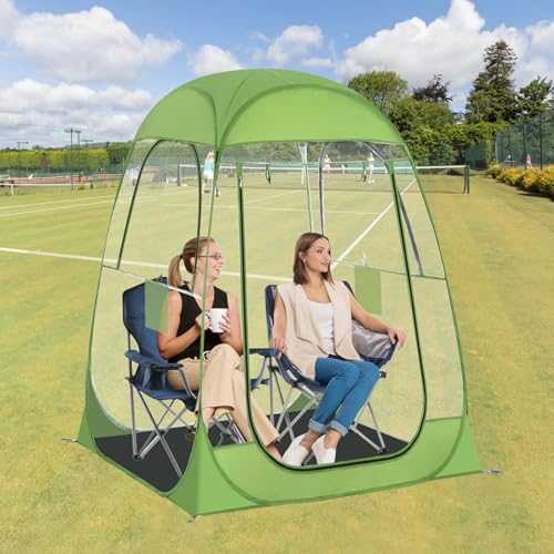 Upgraded Sports Tent - Instant Pop Up Tent Shelter All Weatherproof Outdoor Clear Bubble Tent with Window & Removable Floor Mat for Camping, Fishing, Watching Sport Events