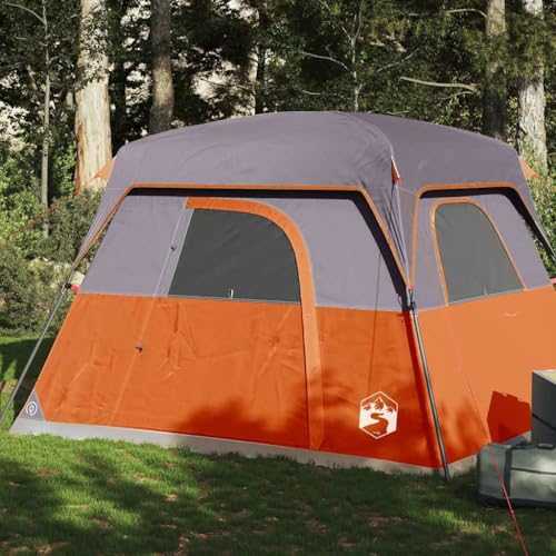 Furniture select-Camping Tent Cabin 4-Person Orange Waterproof
