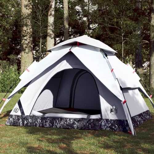 Furniture select-Camping Tent Dome 3-Person White Blackout Fabric Quick Release