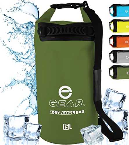 Enthusiast Gear Insulated Dry Bag Floating Cooler – 10L / 15L / 25L Roll Top, Leak Proof, Waterproof, Collapsible, with Padded Shoulder Strap - Perfect for Kayaking Fishing Beach