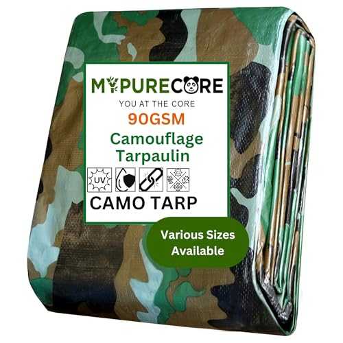 MYPURECORE Camouflage Tarpaulin – Multi-Use Tarp Sheet for Camping, Fishing, Bird Watching & Garden – Waterproof, UV Protective Cover for Rain Shelter, Groundsheet, Tent & Trailer (3m x 4m)