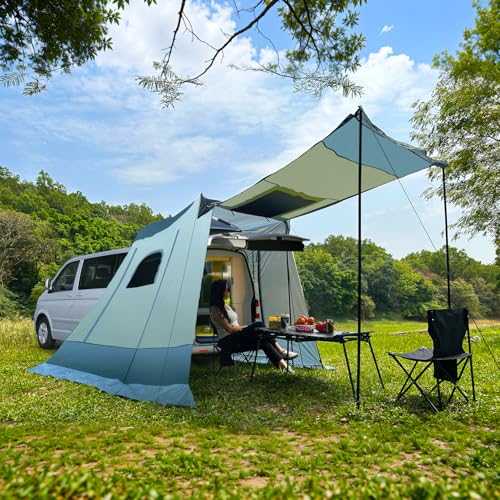 Car Tent for VW T5 T6—250x200x205CM, 2-3 Man Car Camping Tent for VW T5, Van Awning Tent for VW T5, Tailgate Tent for VW T5, Tailgate Awning with Support Poles, Fits Vans and MPVs (VW T5, T6, Caddy)