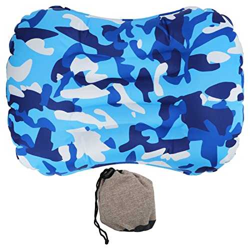 Baxnore Polyester Fibre TPU Coating Inflatable Pillow, Foldable Air Pillow, Comfortable Sleeping Pillow, Lightweight Travel Pillow for Travel Sleeping Dark (Blue Camouflage)