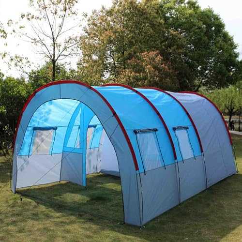 Tunnel Tent For 5-8 People | 8 Man Outdoor Camping Family Tents W/Bedroom, Portable Large Lightweight Trekking Tent With Awning, Waterproof WS 1000 Mm