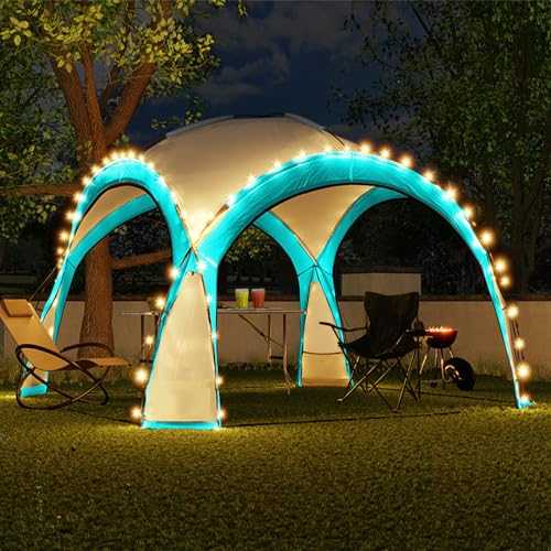 CAMPMORE 12x12 FT 9-12 Person Screen House Camping Tent with LED Lights Beach Tent Sun Shelter with 2-Pcs Side Wall & LED