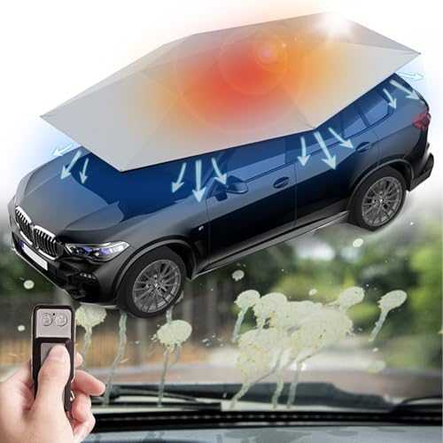 Fully Automatic Car Tent Umbrella for Fallen Leaves/Guano/Garbage/Hail-4-Season Car Shelter,2 in 1 Auto/Manual Folding,For Road Trips or Camping Car Shade,Grey-4.2m/13.7ft