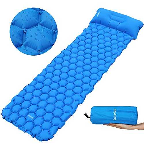 Deeplee Camping Mat, Self Inflatable Sleeping Mat with Pillow, Ultralight Camping Bed Camping Roll Mat Sleeping Pad for Outdoor Backpacking, Camping, Hiking