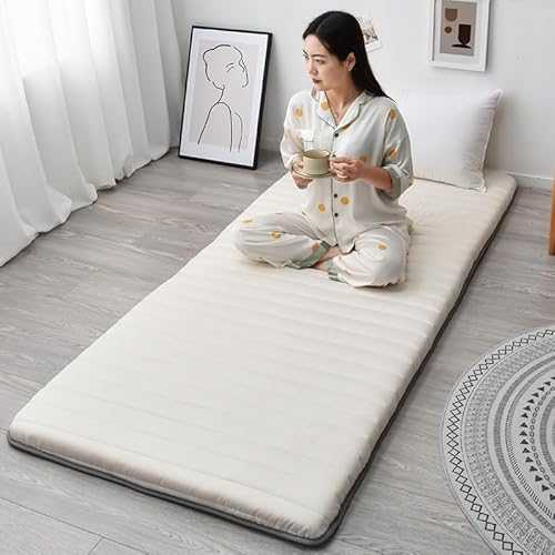 Japanese Floor Mattress Roll Up Futon Mat for Bedroom Dorm Camping Single Use Foldable Sleeping Pad Grey Color 92x190 cm