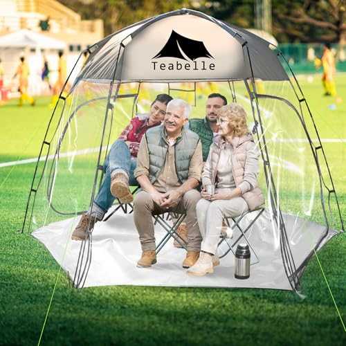 Teabelle Transparent Sports Tent, Large 4-6 Person Instant Waterproof Tent, UVproof Outdoor 360 Full-View Tent with Zipper Window for Soccer Watching Sports Camping Fishing Activities