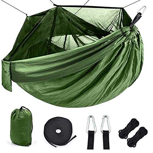 Hammocks Outdoor camping Hammock 1-2 Person Parachute picnic Hammock Portable Hanging Sleeping hammock Swing hammock(Green)