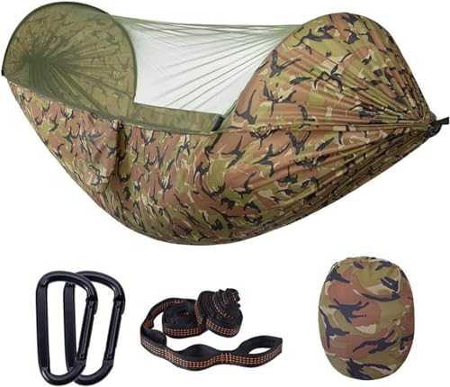 Swinging Hammock 290x140 Cm Camping Hammock With Mosquito Net 2 Person Pop-up Parachute Lightweight Hanging Tree Straps Swing Travel Tree Hammocks (Color : D, Size : 290x140 cm)