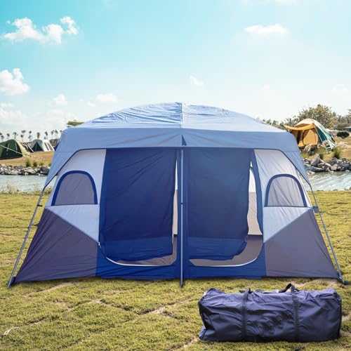 Camping Tent, Family Tent for 8-12 People, Waterproof, Windproof, 2 Doors, 2 Bedrooms, Large Tent, Easy Setup, Double Layer, Outdoor Tent for Family Camping