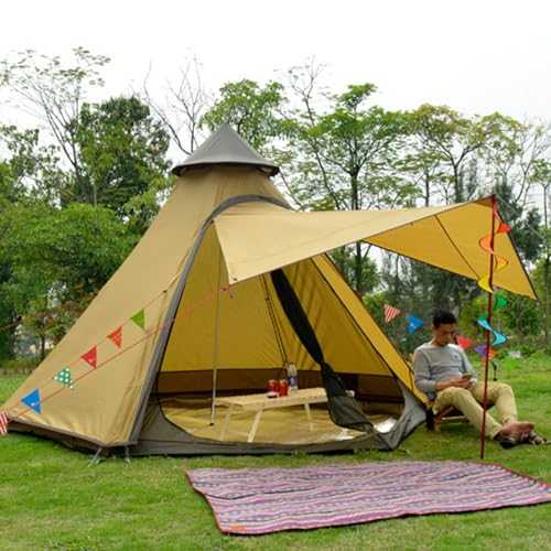 Generic Luxury Yurt Tent for Family Glamping, 4 Season Waterproof Camping Tent for 5-6 People, Classic Tent Design, Perfect for Family Camping, Outdoor Hunting Parties, 4-Season Use