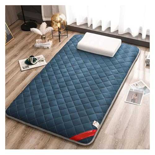 Japanese Floor Mattress Foldable Portable Student Dormitory Sleeping Pad Roll Up Mat For House Guest Camping Travel(Blue,1.2X2.0m)