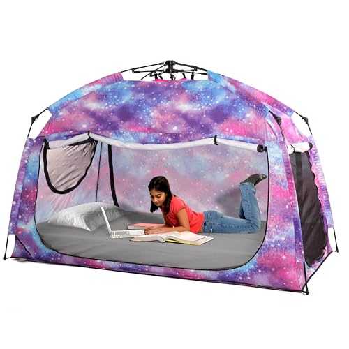 Indoor Instant Privacy Bed Tent for Sleeping,Quick Set-up Bed Canopies,Portable Bed Drapes with Large Space and 3 Doors