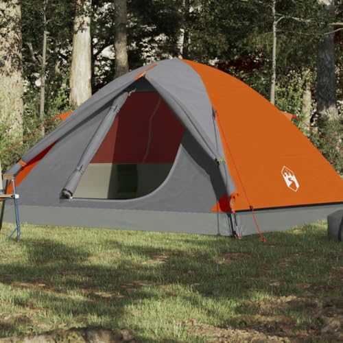 WXPXYBF Camping Tent 3 Persons Grey&Orange 240x217x120 cm 190T Taffeta, Camping Tent, Waterproof Backpacking Tents, Easy Setup Lightweight for Hiking Backyard Outdoor Garden Family Tent