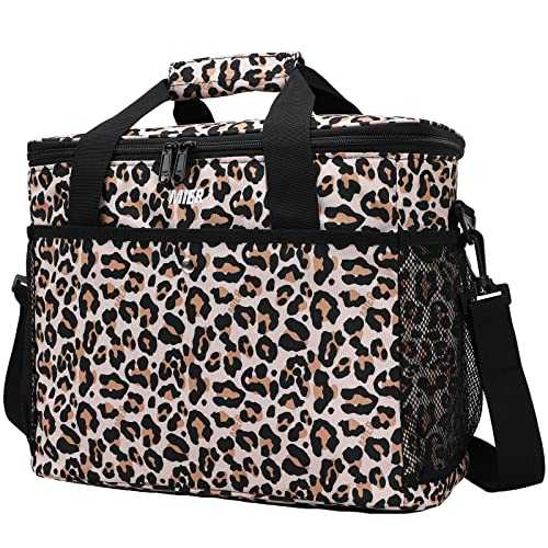 MIER Soft Cooler Insulated Picnic Bag for Grocery, Camping, Car (20Can, Leopard)