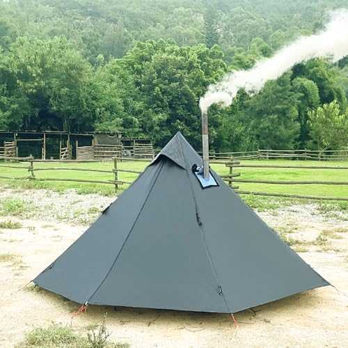 Hipier 1 Person Tent Lightweight Teepee Hot Tent with Furnace Hole Four Seasons Waterproof Camping Hiking Hunting Fishing Backpack