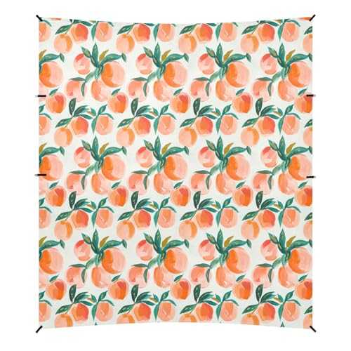 Camping Sun Shelters Peach Fruit and Green Leaves Beach Canopy 126 * 110.2in