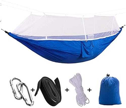 JvFbjLF Camping Hammock Tent Mosquito Net 1-2 People Portable Outdoor Camping Hammock Portable Mosquito Net(Blue-white)
