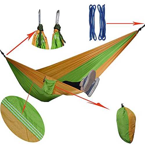 Double Camping Hammock - Portable Outdoor Hammock for 2 People Lightweight Ideal for Garden & Adventure (Yellow Fruit-Green)