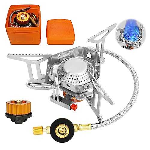 LAMTOR Windproof Camping Stove, 3500W Camping Stove Gas Portable with Piezo Ignition&Carry Box, Collapsible Backpacking Gas Stove for Outdoor Cooking/Picnic/Camping/Hiking/Trekking/BBQ